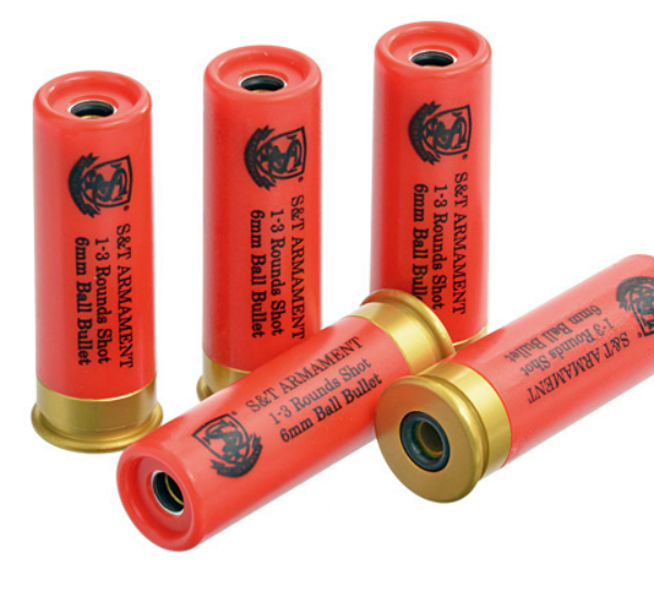 Set 5 shell-uri airsoft M1887 S&T – compatibile Green Gas și CO₂ (3 BB)