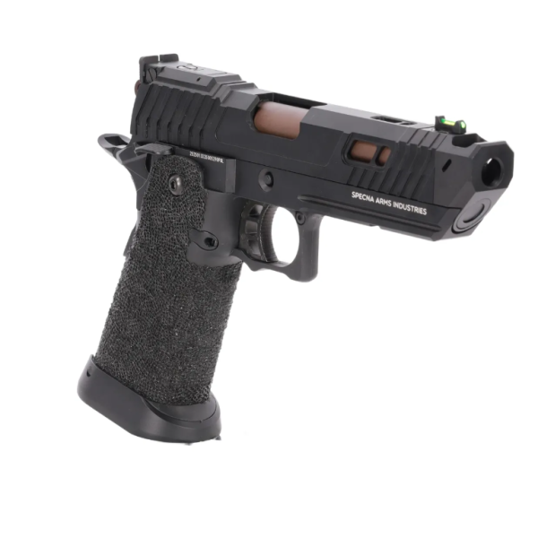Pistol airsoft GBB Specna Arms SA-VGP22 VAPOR™ Black – compensator, 2 încărcătoare incluse
