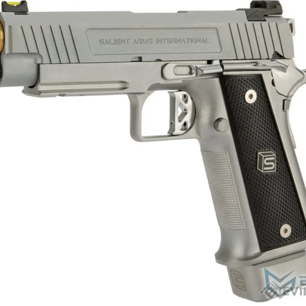 Pistol airsoft GBB Salient Arms 2011 Hi-Capa 4.3 DS Silver EMG – licențiat SAI, 350 FPS